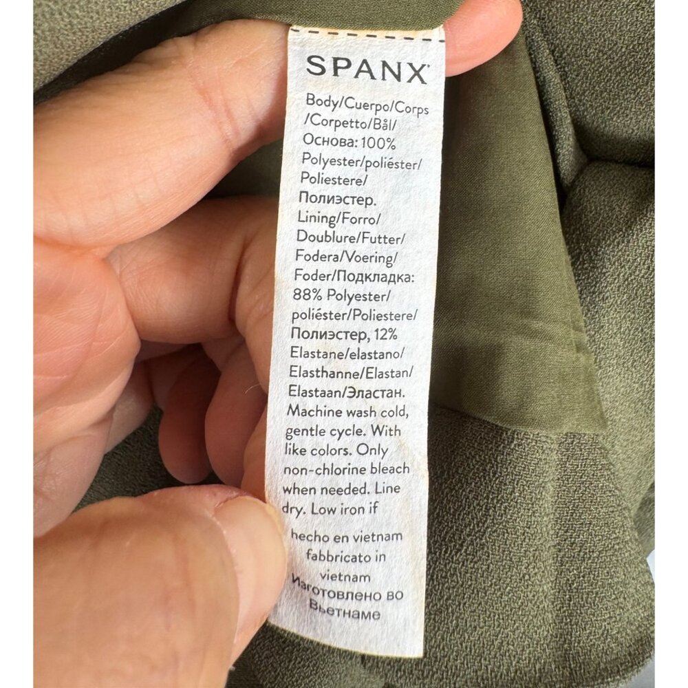 Spanx Crepe Wrap Blazer light weight preppy‎ 90s relaxed olive sz M - Picture 6 of 6